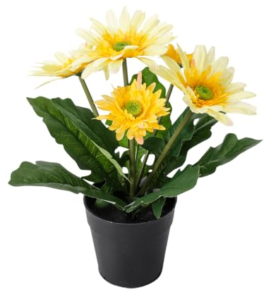 Künstliche Gerbera im Topf gelb 20 x 30 cm Deko Pflanze Gerbera im Topf Kunstblume Kunstpflanze
