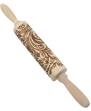 OnIUeZky Rolling Pin en Relief 3D Perce gravée à Rouleau à roulettes Équipement de Cuisson décoratif pour pâtisseries