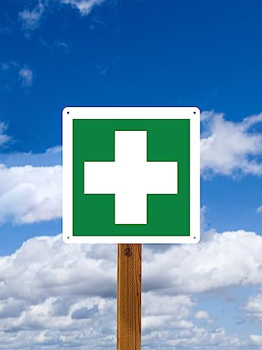 Phonecasing Cartello Segnale di Primo Soccorso 3 mm Alluminio Composito (20 cm x 20 cm, Cassetta Pronto Soccorso)