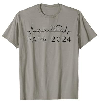 Papa 2024 ECG Avec Bébé Annonce Grossesse Au Futur Papa T-Shirt