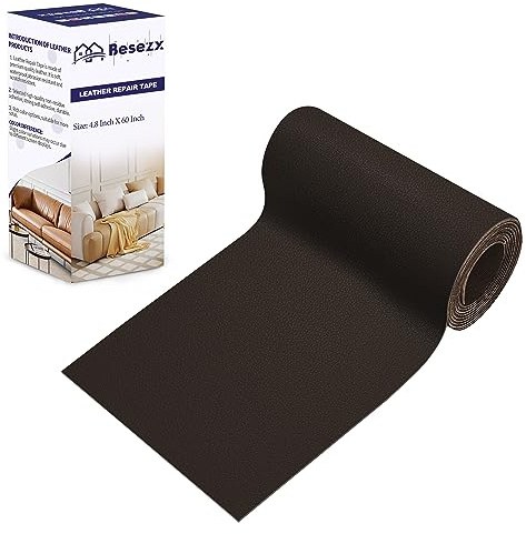 Besezx Leather Repair Patch Tape Kit, Self Adhesive Leather Repair for Furniture, Couch, Sofa, Car Seats,Office Chair,Vinyl Repair Kit.4.8inx60in,Dark Brown