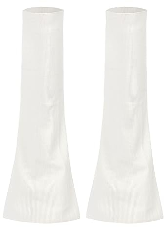 MilyaDE Lose Beinwärmer Stulpen Baumwoll Stretch Gothic Lange Strümpfe Legwarmers Beinstulpen Kniestrümpfe, Weiß