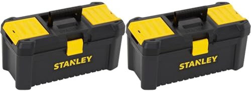Stanley STST1-75517 Essential 16 Toolbox with Plastic Latches, Black/Yellow (Pack of 2)