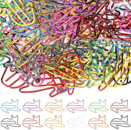 Saypacck Büroklammern, 3,5 x 2,3 cm, mehrfarbig, niedliche Büroklammern, Tagebuchzubehör, für Lesezeichen, Studium, Geschenke (Katze), 100 Stück