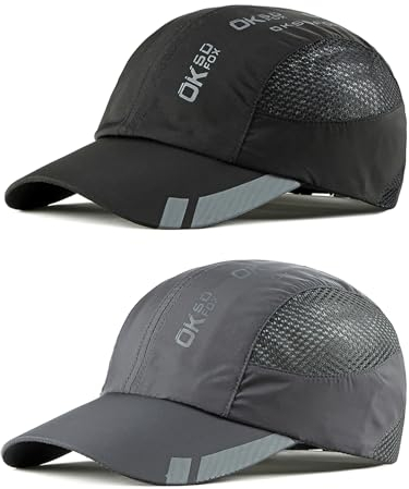 AYPOW 2 Pcs Baseball Cap Herren Damen, Schnelltrocknend Basecap Running Cap mit Atmungsaktivem Mesh Unisex, Leichtgewicht Schildmütze Verstellbar Draußen Kappen Sonnenhut Cappy für Golf Reisen Laufen