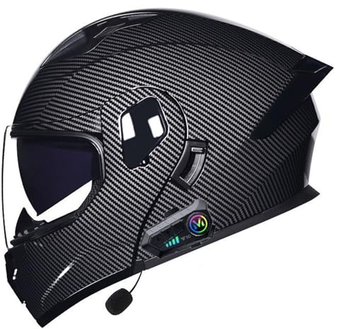 Motorrad Klapphelm mit Sonnenblende Bluetooth Helm Motorradhelm ECE Zertifiziert Integralhelme Mit Doppelvisier und Mikrofon Motorradhelm Klappbar Für Herren Damen