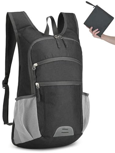 Arvano Wanderrucksack Leichter faltbarer Rucksack 10L Kleiner Rucksack für Männer Frauen, Tagesrucksack Mini Rucksack für Wandern Radfahren Reisen Outdoor Daypack (Schwarz)