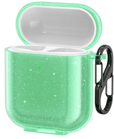 kwmobile Custodia Compatibile con Apple Airpods 1 & 2 Cover - Protezione Astuccio Cuffie Wireless - Cover Resistente in Silicone TPU - verde/trasparente