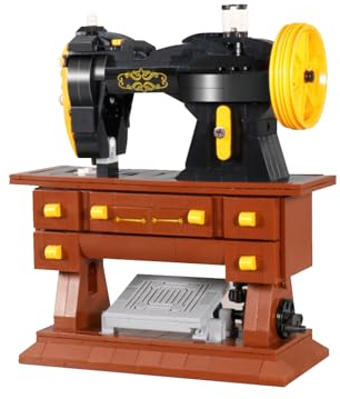 NOOLY Retro Bausteine Set für Kinder Erwachsene Haus und Büro Dekoration FGKLJM-01 (Nähmaschine, 633 Stück) 00323