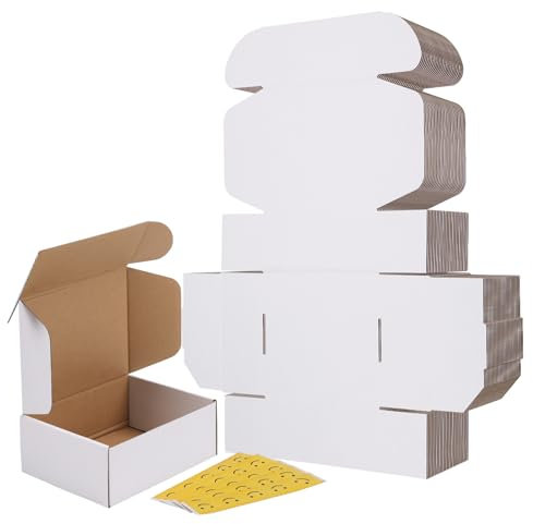 RLAVBL 25 Stück weiße Versandkartons mit den Maßen 20,3 x 15,2 x 7,7 cm für den Versand von kleinen Gegenständen, Spielzeug und Geschenken