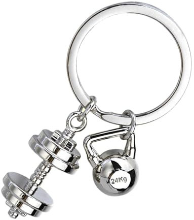 Maciun Hantel Schlüsselanhänger | Zinklegierung Anhänger Hantel mit Hantelscheibe Kettlebell - Fitness Trainer Schlüsselanhänger für Fitness-Liebhaber, Frauen Männer, B, Refer to