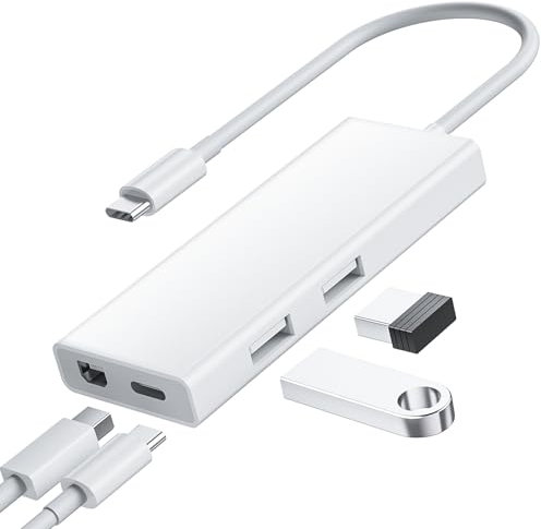 BolAAzuL USB C a Mini DisplayPort Adaptador multipuerto, concentrador Tipo C 4 en 1 con 1 Mini DP + 2 USB 2.0 + 1 Puerto de Carga (Tipo C), Modo ALT PD/DP (no Apto para Monitor Thunderbolt 1/2)
