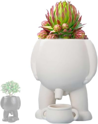Bimhayuu Pinkel-Pflanztopf mit Drainage, lustige Blumentöpfe mit Ablaufloch, für Zuhause, Garten, Büro, Innenbereich, Weiß