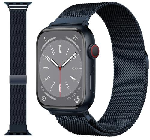 Original Edelstahl Milanese Loop Kompatibel mit Apple Watch Armband 38mm 40mm 41mm 42mm 44mm 45mm 46mm 49mm, Ersatzband für iwatch Ultra 2/Ultra, SE Series 10 9 8 7 6 5 4 3 2 1