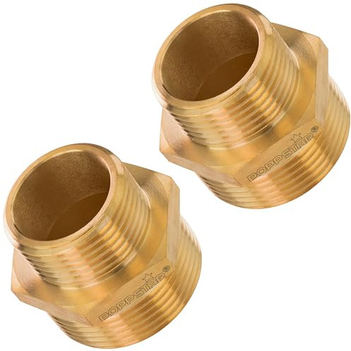 Poppstar Messing Reduziernippel Außengewinde 1 Zoll auf 3/4 Zoll, mit Sechskant, 2 Stück