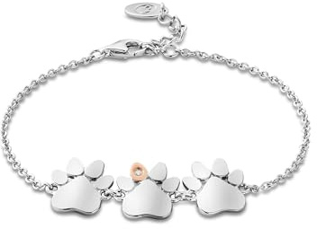 Clogau - Paw Prints Sterling Silver Triple-Paw Bracelet with Topaz - Standard