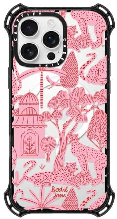 CASETiFY Bounce iPhone 16 Pro Max Case [Shockproof / 21.3ft. 6X Military Grade Drop Protection/Compatible with Magsafe] - Cheetah Paradise Pink - Clear Black