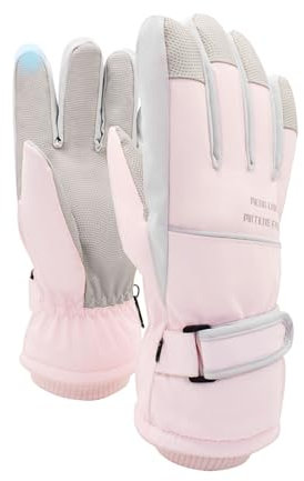 Andiker Gants de ski pour femme, écran tactile sensible, imperméables et coupe-vent, doublure en peluche épaisse, gants d'hiver chauds et confortables pour le ski, l'équitation, le snowboard