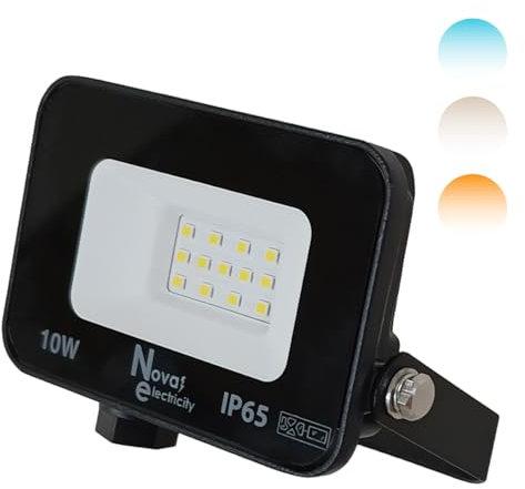 Proyector LED 10W IP65 para Exterior - Aplique de Pared Impermeable para Jardín y Farolas - Iluminación Segura y Duradera (Luz Neutra)