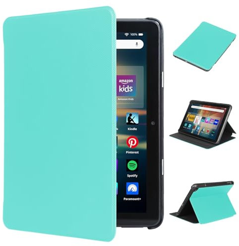 Case for All New Fire 8 HD Tablet (12th Gen, 2024/2022 Release), TOKILO Soft PU Leather Case Adjustable Stand Auto Wake/Sleep Camera Unobstructed Speaker Free (MintGreen)
