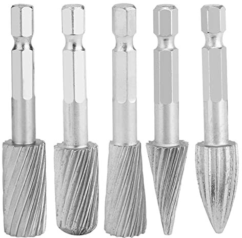Herramientas de Limas Rotativas de Rebabas de Acero de Alta Velocidad para Herrajes de Aluminio y Hierro Vástago Hexagonal de 1/4 Pulgadas 5 Uds