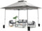 VIVOHOME Tente à Baldaquin 4x4m Abri D'extérieur à 2 Niveaux Toit avec roulettes Portables Sac de Transport et 4 Sacs de Sable Escamotable pour Terrasse Jardin Arrière Cour