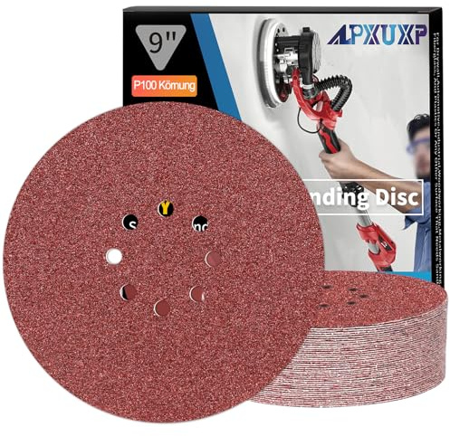 ALPXUXP Schleifpapier 225mm Klett 100 körnung 8-Loch Schleifscheibe für Trockenbauschleifer ​Schleifgiraffe Rund Schleifpapier 25 Stück