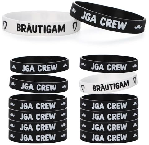 MEJOSER 12 Stück Junggesellenabschied Männer JGA Team Bräutigam Armbänder JGA Accessoires Männer Hochzeit Deko Bachelorette Party Mitgebsel Silikonarmband
