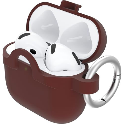 OtterBox Soft Touch Kopfhörer Hülle für AirPods (4th gen), stoßfeste, sturzsichere, ultraflache, Kratz- und Abriebfeste Schutzhülle für Apple AirPods, inklusive Karabiner, Braun