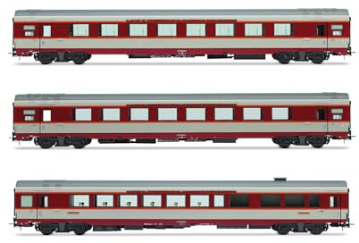JOUEF HJ4191 SNCF, 3er-Pack Gran Confort-Reisebusse Tee „Le Kléber“ (A8u, A8tu, Vru), betongrau, Ep. IV-Personenwagen | 3er Pack Gran Confort Coaches TEE Le Kléber (A8u, A8tu, Vru), Epoche IV, Maßstab 1:87, Modelleisenbahn für Sammler