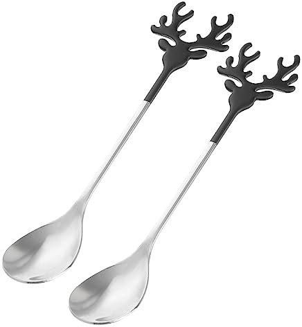 Warmhm 2 Stück Löffel Rostfreier Stahl Black