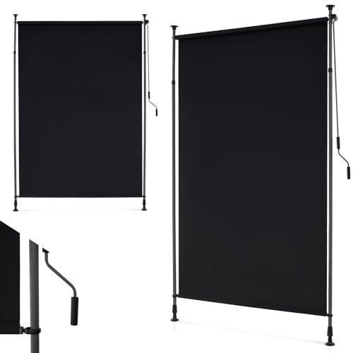 RELAX4LIFE Klemmmarkise Senkrechtmarkise 200 x (220-310) cm, Höhenverstellbar, Vertikalmarkise mit Handkurbel ohne Bohren, für Terrasse Balkon Garten, Sichtschutz, Ausziehbar & Blickdicht