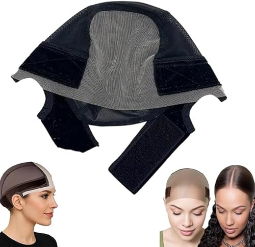 CPRNQY Wig Cap, U-Form Samt Spitzen Perückenkappe in Schwarz, 1 Stück, Atmungsaktiv und Bequem, Bietet Langanhaltenden Komfort Kopfform An