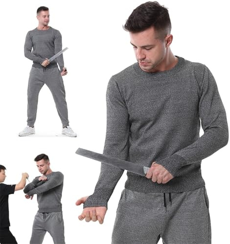 BDXZJ Stichschutzwesten Für Herren, Security Stichschutzweste, Stufe 5, Bissfest, Reißfest, Stichfest Langarm-T-Shirt, Stichfeste Kleidung, Messersichere Kleidung XXL