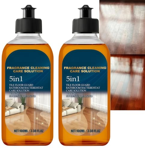 2PCS 5 in 1 Floor Cleaner Liquid,Multi-Surface Cleaner for Wooden Floors,Stain Odor Remover,Wood Floor Polish,Fragrance Cleaning Care Solution,Heavy Duty Rust&Stubborn Stains Cleaner,Tile Cleaner