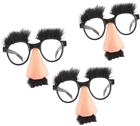 3 Stück Lustige Brille mit großer Nase – große Nasenbrille mit Augenbrauen, Schnurrbart, Halloween-Brille, Augenbrauen und Schnurrbart Kostüm, alberne lustige Foto-Requisiten, Halloween-Brillen