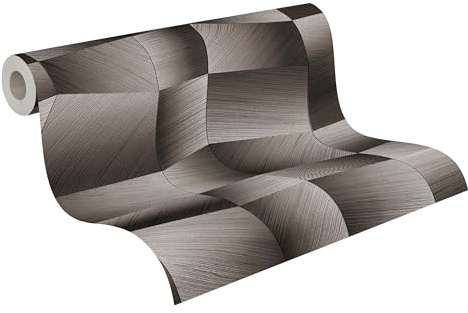 A.S. Création 3D-Vliestapete – Weiß, Grau, Metallic – 10,05 x 0,53 m | Modernes 3D-Muster als moderner Blickfang – schimmernde Mustertapete, einfach zu verkleben & spurlos abziehbar