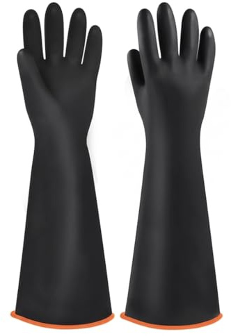 KSVFTB Long Rubber Gloves, Heavy Duty Long Rubber Gloves Elbow Length, Gauntlet Gloves for Chemical Handling and Industrial Cleaning, 55cm Extended Protection