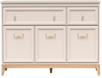 Masseno Kommode CUNEO 135,5 cm Sideboard mit 2 Schubladen und 3 Türen für Wohnzimmer Schlafzimmer Modern 135,5x40,5x100 cm Kaschmir
