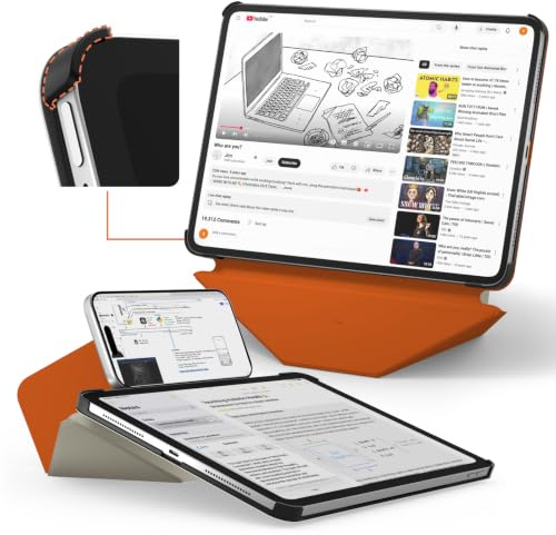 MOFT Dynamic Folio Case Stand for iPad mini 7th A17 Pro 2024 & iPad mini 6th A15 2021, Protective Tablet Cover, Silm Magnetic Stand with 20+ Viewing Angles, Beach White x Terracotta