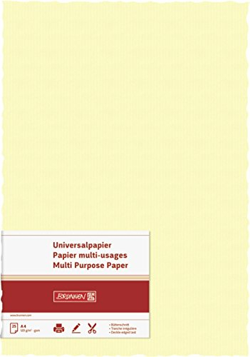 BRUNNEN 105127111 Universalpapier Büttenschnitt (A4, 120 g/qm, 25 Blatt) chamois