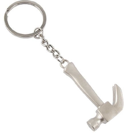 Mini Alloy Hammer Shape Pendant Keyring Key Chain Silver Tone