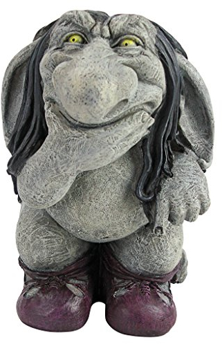 Design Toscano CL6142 Garden Gnome Statue -Pondering Sylvester the Cynical Gnome Troll - Lawn Gnome