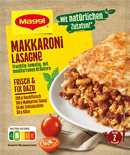 MAGGI Fix für Makkaroni Lasagne, Nudelauflauf mit Käse überbacken, 1er Pack (1 x 40g)