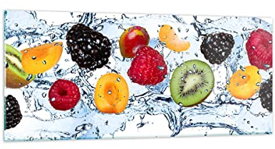 Wandbilder Dekoration Wohnzimmer Wasser Früchte frisch Essen Panorama Bilder auf Glas 120x50cm Glasbild Schlafzimmer Küche Wand Kunstdruck Art Groß Wanddeko Bild im Glas Modern GAB120x50-2675