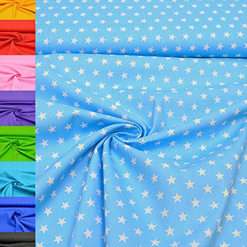 MAGAM-Stoffe Amelie Sterne Baumwollstoff Oeko-Tex Meterware 50cm (11. Hellblau)