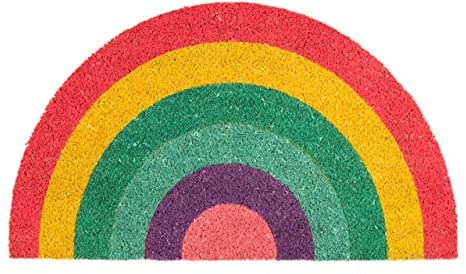 Fisura - Fußmatte außen Regenbogen aus Kokosnuss mit Rutschfester PVC-Rückseite. Lustige Welcome Fußmatte. Handbemalt. Größe: 70 cm x 40 cm. Farben: rosa, lila, blau, grün, gelb und rot.