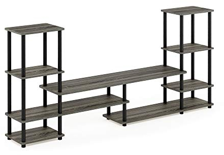 Furinno Turn-N-Tube Meubles TV sans Outils, Bois, Taille Unique, Gris Chêne Français, One Size