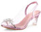 Allegra K Sandales à Talons Ouverts à Bout Ouvert et Strass à Fleurs Rose 40