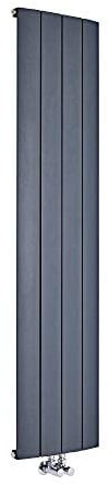Milano Skye Anthracite Vertical Single Flat Panel Aluminium Radiator - 1600mm x 375mm